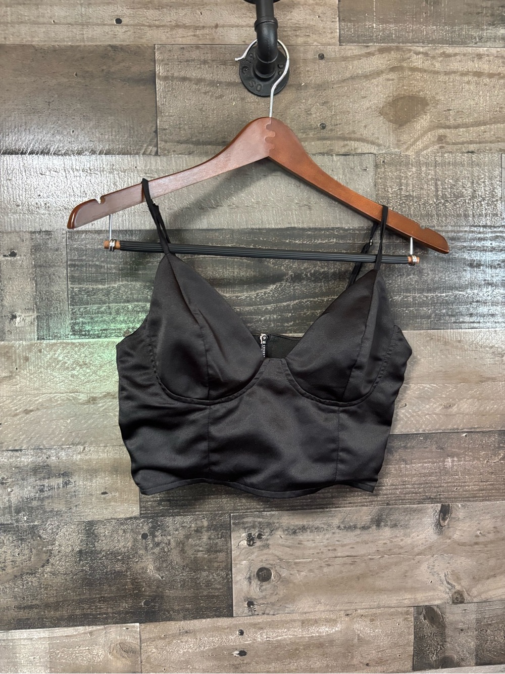 Missguided Black Satiny Chemises Crop - Sleek Support Zip Back 6